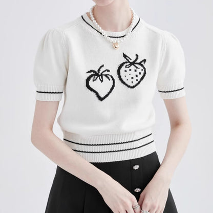 ストロベリー半袖ニットトップ Z00257