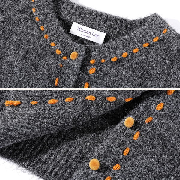 【3color】冬いろステッチと小さなまるボタン《Z01167》