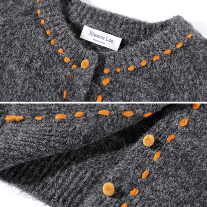 【3color】冬いろステッチと小さなまるボタン《Z01167》