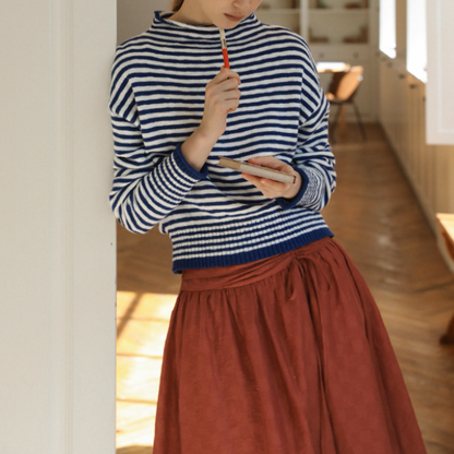 【2color】朝の光をまとうボーダーニット《Z01169》