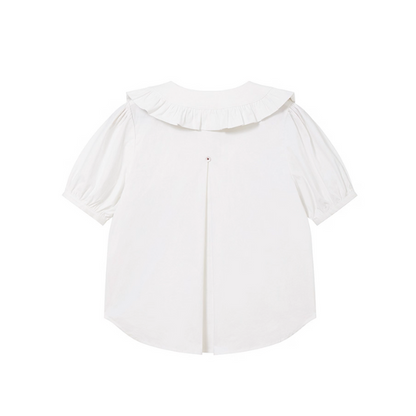 フリル襟が揺れるホワイトブラウス《Z01083》