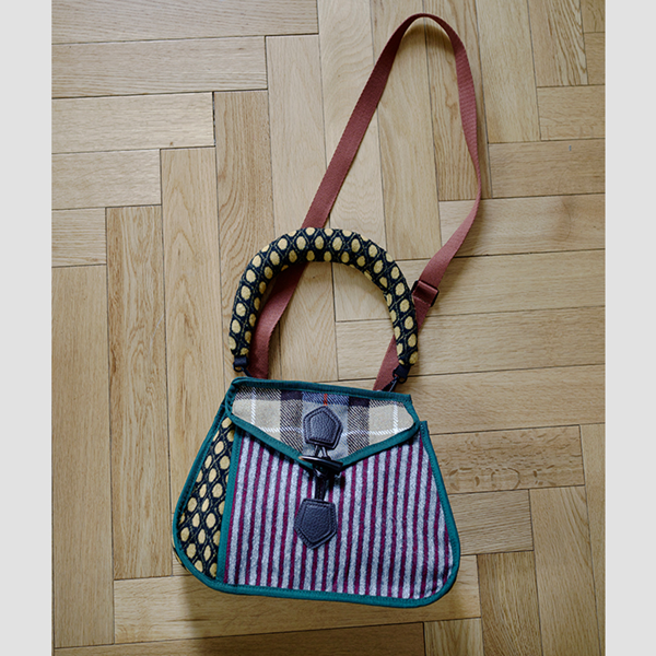 ストライプ切り替えドットショルダーバッグ   Z00488