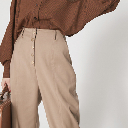 マルチプルフロントボタンハイウエストパンツ　AU-189