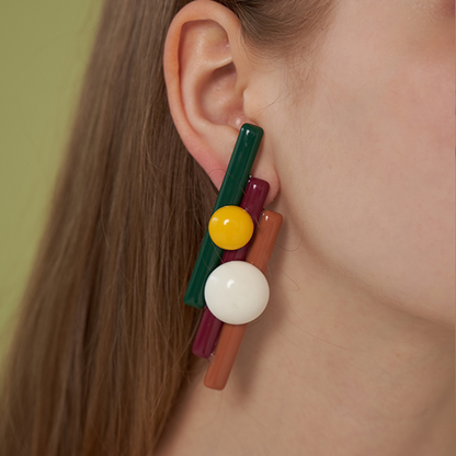 【2pattern】コントラストカラーパンフルートモチーフイヤーアクセサリー　《Z00798》