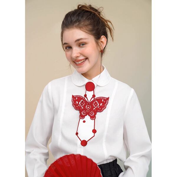 【2color】レトロバタフライ刺繍　ネオネクタイ C0137