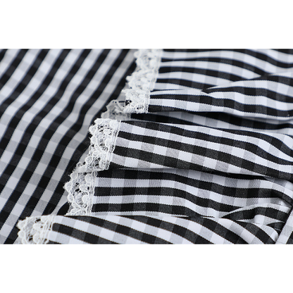 ストライプフリルブラウス　X-347