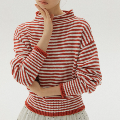 【2color】朝の光をまとうボーダーニット《Z01169》