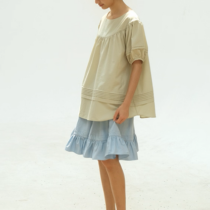 パフスリーブプリーツブラウス《Z01091》