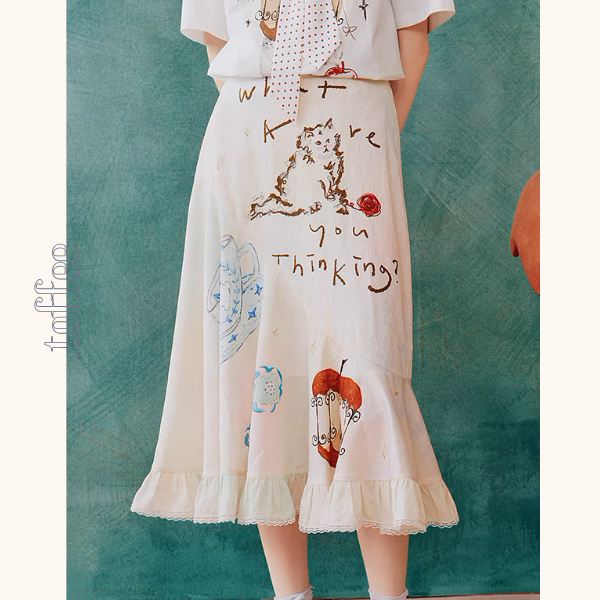フリルヘムプリントスカート《Z00963》