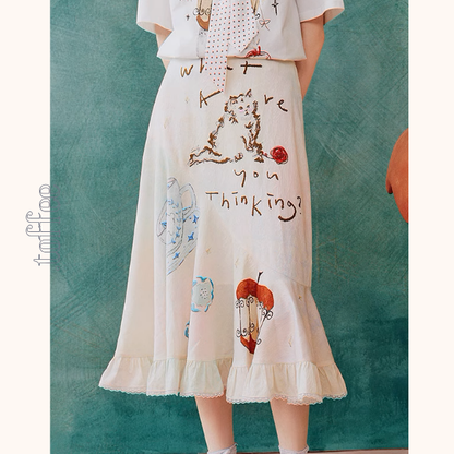 フリルヘムプリントスカート《Z00963》