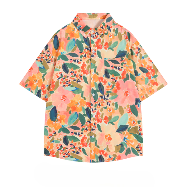 マルチカラー花柄プリントシャツ《Z00917》