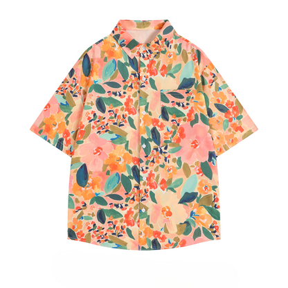 マルチカラー花柄プリントシャツ《Z00917》