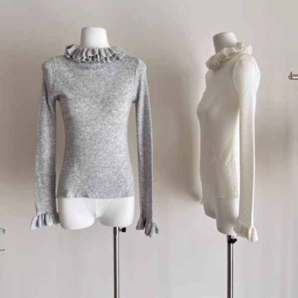 【4color】フリルネックトップ Z00040