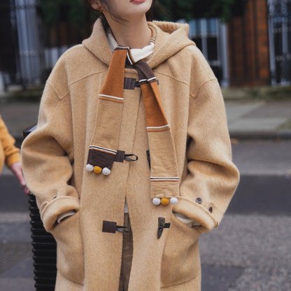 【2color】黄昏の街角のカラーブロックスカーフニット《Z01163》