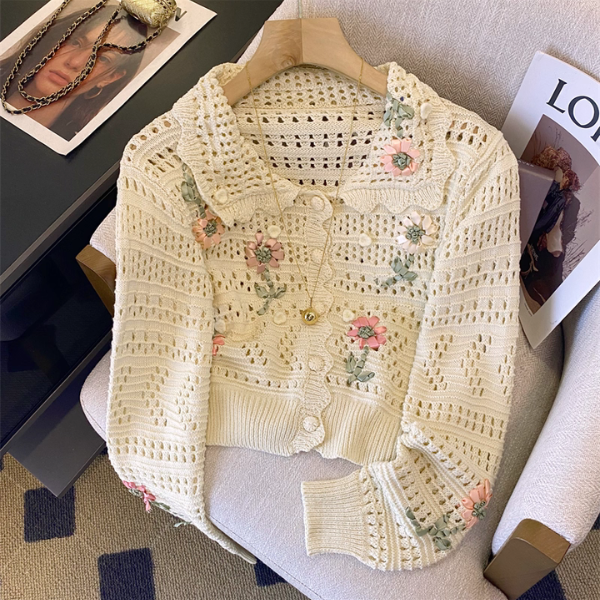 花咲くメッシュレースのカーディガン《Z01170》