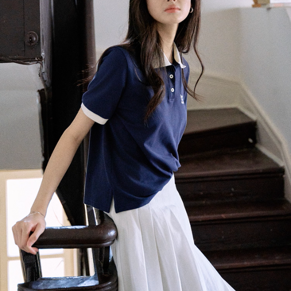 配色襟が映えるロゴ刺繍ポロシャツ《Z01110》