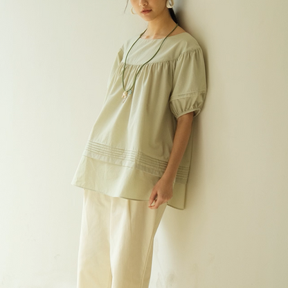 パフスリーブプリーツブラウス《Z01091》