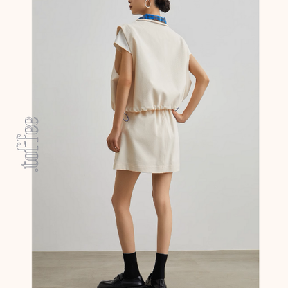 フロントジップアップベスト＆ミニスカートセットアップ《Z00947》