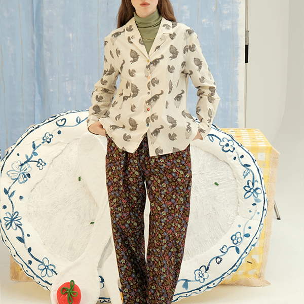 アニマルプリントヴィンテージシャツ　Z00600