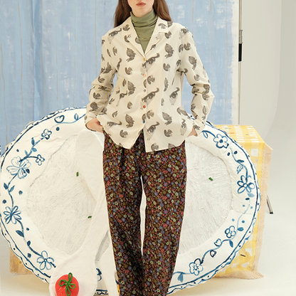 アニマルプリントヴィンテージシャツ　Z00600