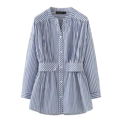 バンドカラーストライプシャツ X-052