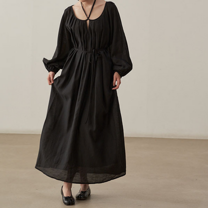 【2color】ホルターネックタックワンピース X-071