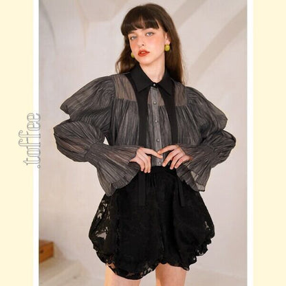 アートと植物のロマンティックな組み合わせ ロマンティックブラウス  C0159