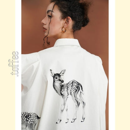 【2color】月明かりのバンビが踊る：オリエンタルな世界へ誘うブラウス C0185