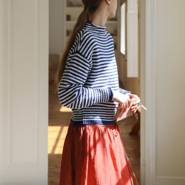 【2color】朝の光をまとうボーダーニット《Z01169》