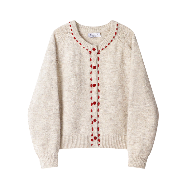 【3color】冬いろステッチと小さなまるボタン《Z01167》