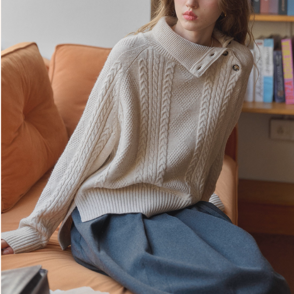 冬の読書室とツイストの記憶ニット《Z01160》