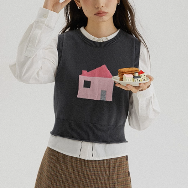 【2color】おうちとダルメシアンの物語ニットベスト《Z01176》