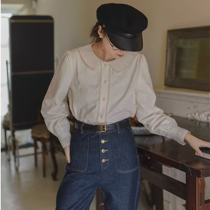 静かな午後とピンタック襟のブラウス《Z01159》