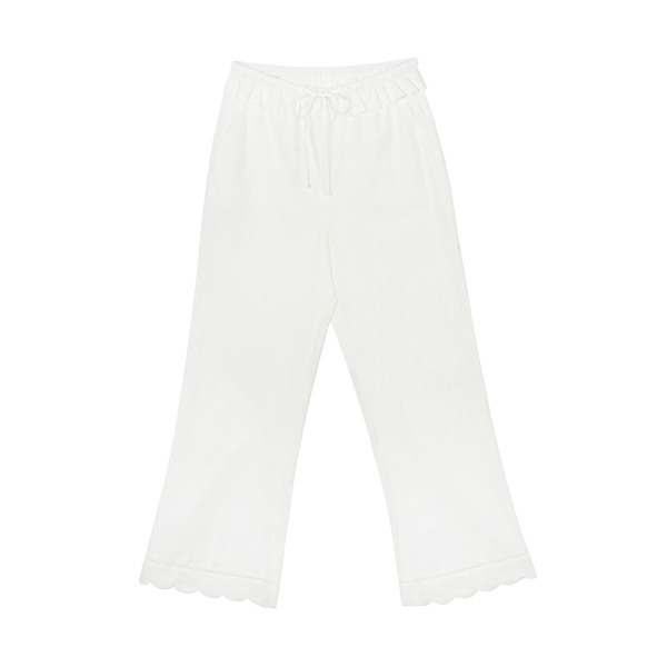 フリルウエスト＆レースヘムホワイトパンツ《Z00823》