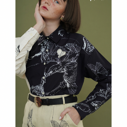 バイカラーアーティスティックシャツ w-027