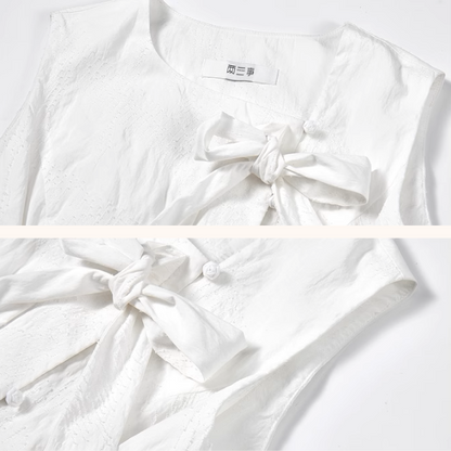 リボン装飾付きアシンメントリーペプラムトップ《Z00975》