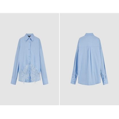 ボタニカルメッシュブルーシャツ　Z00541