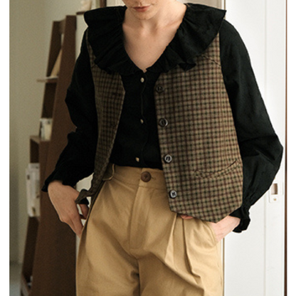 【2color】フリルカラーブラウス X-321