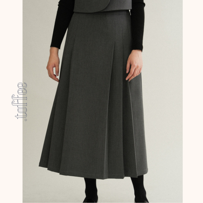 ノーカラークロップド丈ジャケット＆Aラインロングスカートセットアップ　《Z00761》