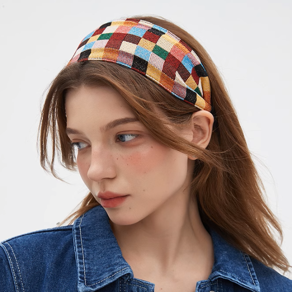 カラフルブロックチェックヘアバンド《Z01030》