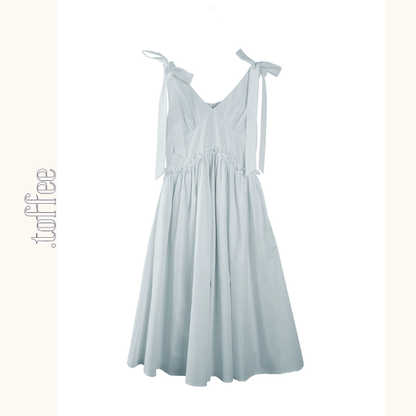 【2color】ショルダーリボンVネックワンピース《Z01011》