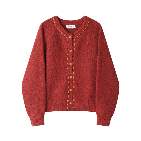 【3color】冬いろステッチと小さなまるボタン《Z01167》