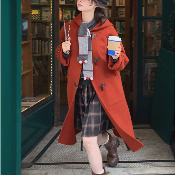 【2color】黄昏の街角のカラーブロックスカーフニット《Z01163》