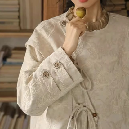 刺繍ジャガード×結び紐のショートジャケット《Z01354》