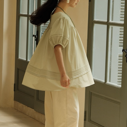 パフスリーブプリーツブラウス《Z01091》