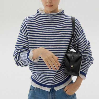 【2color】朝の光をまとうボーダーニット《Z01169》