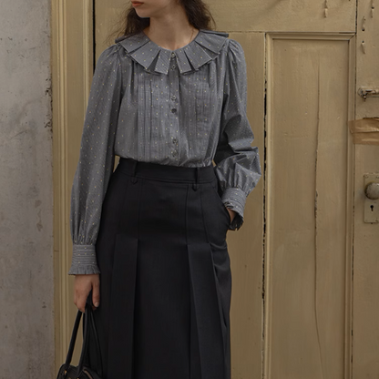 【2pattern】フリル＆プリーツディテールブラウス《Z00860》