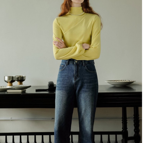 【３color】シンプルハイネックトップス w-090