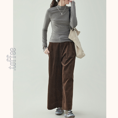 【2color】コーデュロイハイウエストワイドパンツ　《Z00734》