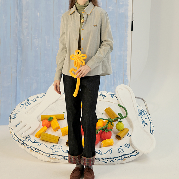 ツイードロールアップデニムパンツ Z00625